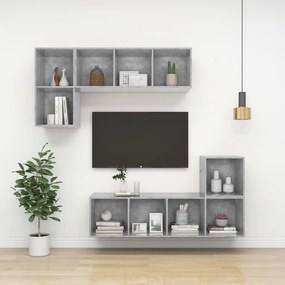 Mobili a Muro 2pz Grigio Cemento 37x37x37 cm Legno Multistrato