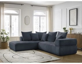 Divano angolare blu scuro (penisola a sinistra/a L) con rivestimento in ciniglia Whesley – Bobochic Paris
