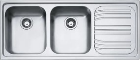 Lavello 2 vasche in inox argento FRANKE Radar RRX 621 L 50 x L 116 cm, sgocciolatoio a destra