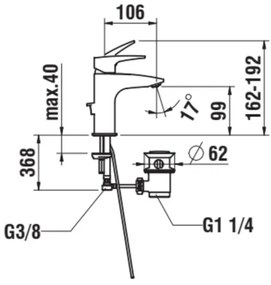 LAUFEN HF500701100000 - Miscelatore lavabo + scarico con troppopieno LAURIN 16,2