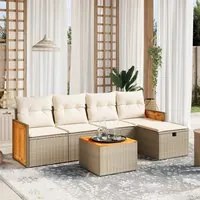 Set Divano da Giardino 6 pz con Cuscini Beige in Polyrattan 3265727