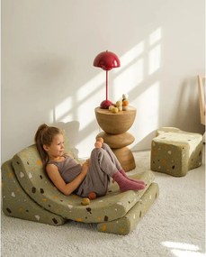 Pouf per bambini verde con rivestimento in bouclé e ciniglia Terrazzo Cloud – Wigiwama