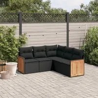 Set Divani da Giardino 5 pz con Cuscini in Polyrattan Nero 3260039