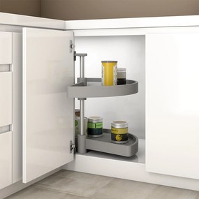 Cestello Girevole Ø75 cm per Mobile da Cucina 90 cm in Plastica Emuca Grigio...