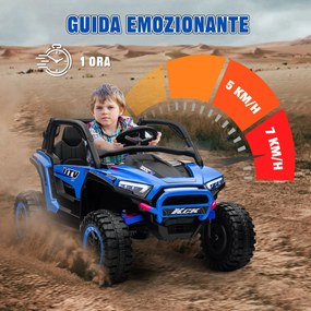 Macchina Elettrica per Bambini 24V Velocità 5-7km/h Guida Manuale e Telecomando Blu...
