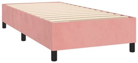 Letto a Molle con Materasso e LED Rosa 100x200 cm in Velluto