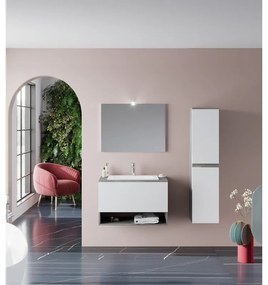 Colonna per mobile bagno Party 2 ante P 33.5 x L 31.5 x H 138 cm bianco e rovere grigio