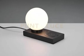 Chloe lampada da tavolo nera con sfera vetro bianco con base x rica...