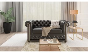 Divano letto nero in similpelle 148 cm York - Ropez