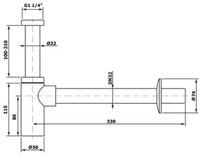 Bruckner - Sifone rotondo per lavello DN32 cromo lucido