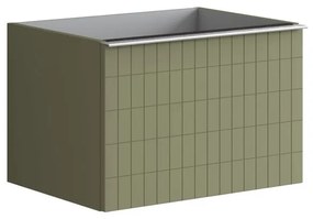 Mobile da bagno sotto lavabo Pixel grid verde salvia e maniglia alluminio brillante laccato opaco L 60 x H 40 x P 45.5 cm 1 cassetto, lavabo non incluso