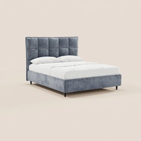 AURO letto imbottito con vano contenitore e testiera capitonné alta in ciniglia Oeko-Tex®