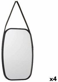 Specchio da parete Nero Cristallo Ecopelle 43 x 65 x 3 cm (4 Unità)