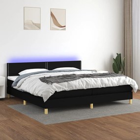 Letto a molle materasso e led nero 200x200cm in tessuto