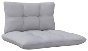 Set divani da giardino 4 pz con cuscini grigi massello di pino
