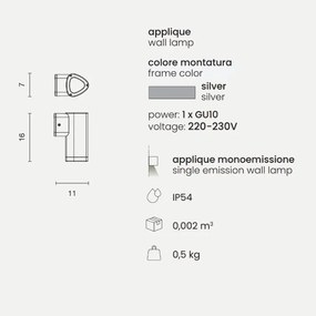 Applique RAV per esterni in alluminio verniciato SILVER Piccolo