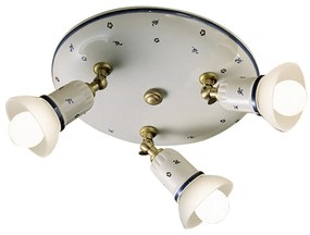 Plafoniera Classica Savona Ceramica E Ottone Satinato Decorato 3 Luci E14