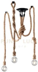 Plafoniera industrial rope canapa 3 luci attacco e27 250cm