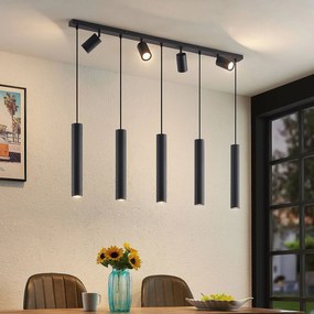 Lampada a sospensione Sanad Lindby, dimmerabile, Nero, Soggiorno / Sala da pranzo, Metallo, Moderno, Lampada a sospensione