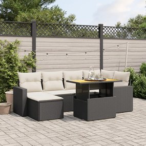 Set divani da giardino con cuscini 7pz nero polyrattan