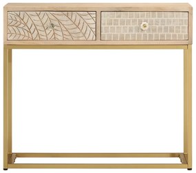 Tavolo Consolle 90x30x76 cm in Legno Massello di Mango e Ferro