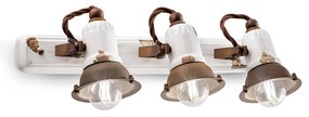 Applique Vintage Loft Ferro E Ceramica Bianco 3 Luci E14