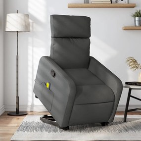 Poltrona Alzapersona Massaggi Reclinabile Grigio Scuro Tessuto /