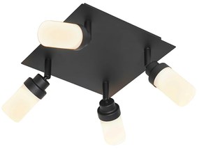 Faretto da bagno moderno nero 4 luci IP44 - Japie