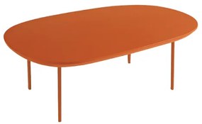 Tavolino con piano sagomato in legno Ruggine e base in metallo - FLUX Large