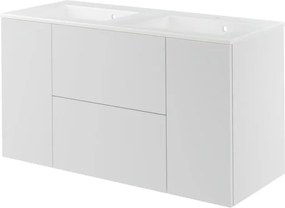 Mobile da bagno sospeso sotto lavabo L 120 x H 64 x P 48 cm bianco laccato opaco, 2 cassetti 2 ante SENSEA Neo
