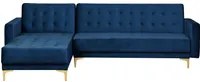 Divano letto ad angolo in tessuto capitonn in velluto blu navy moderna chaise longue a 4 posti componibile a L a 4 posti