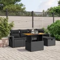 Set Divano da Giardino 6 pz con Cuscini Nero in Polyrattan 3275694