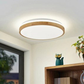 Plafoniera LED Lindby Emiva, Ø 49 cm, CCT, legno