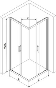 Mexen Rio cabina doccia quadrata 90 x 90 cm, trasparente, oro + piatto Rio, bianco - 860-090-090-50-00-4510