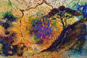 Carta da parati autoadesiva – Albero con sfondo orientale