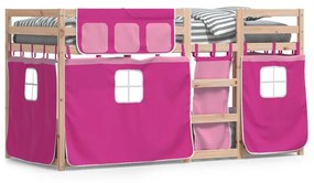 Letto A Castello Senza Materasso Rosa 80x200 Cm Legno Di Pino /
