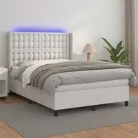 Giroletto Molle con Materasso e LED Bianco 140x190cm Similpelle 3139380