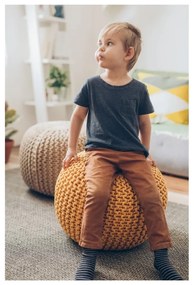 Poggiapiedi marrone chiaro con rivestimento in lavorato a maglia Jagger – Bonami Essentials