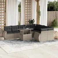 Set Divano Giardino 10 pz con Cuscini Grigio Chiaro Polyrattan 3268762