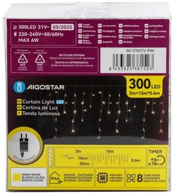 Aigostar - Catena decorativa da esterno LED 75xLED/6W/230V 15x0,6m IP44 bianco caldo