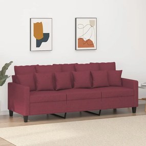 Divano A 3 Posti Rosso Vino 180 Cm İn Tessuto /