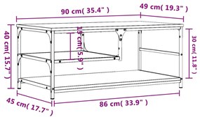 Tavolino da Salotto Rovere Marrone 90x49x40cm Legno Multistrato
