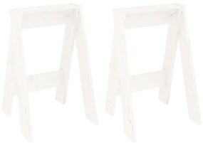 Sgabelli 2 pz bianchi 40x40x60 cm in legno massello di pino