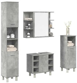 Set Mobili Da Bagno 4 Pz Grigio Cemento İn Legno Multistrato /