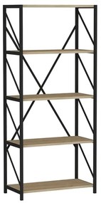 Libreria Industrial 5 Ripiani 64x30x150 Frida Rovere Chiaro