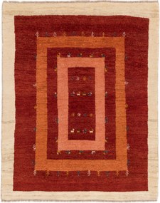 Gabbeh Tappeto 190x150 Rosso (Iran) Annodato A Mano