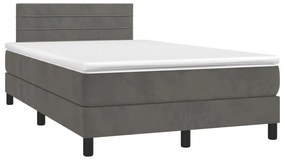 Letto a Molle con Materasso e LED Grigio Scuro 120x200 cm