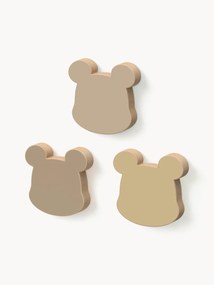 Set di 3 ganci da parete in legno di faggio fatti a mano Bear