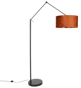 Lampada da terra moderna nera con paralume arancione 50 cm - Editor