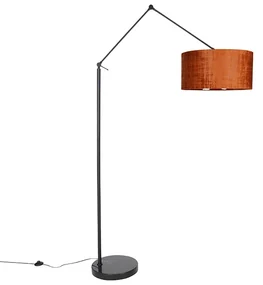 Lampada da terra moderna nera con paralume arancione 50 cm - Editor